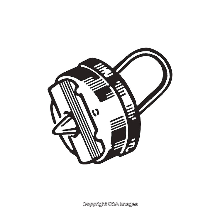 Black and White Illustration of a Retro Mechanical Device