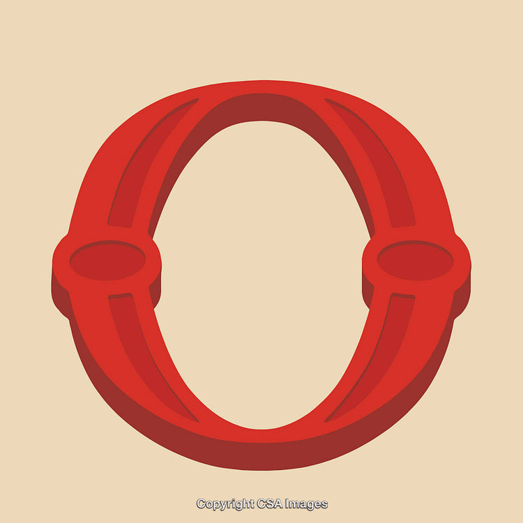 Red Bold Letter O Illustration on a Beige Background