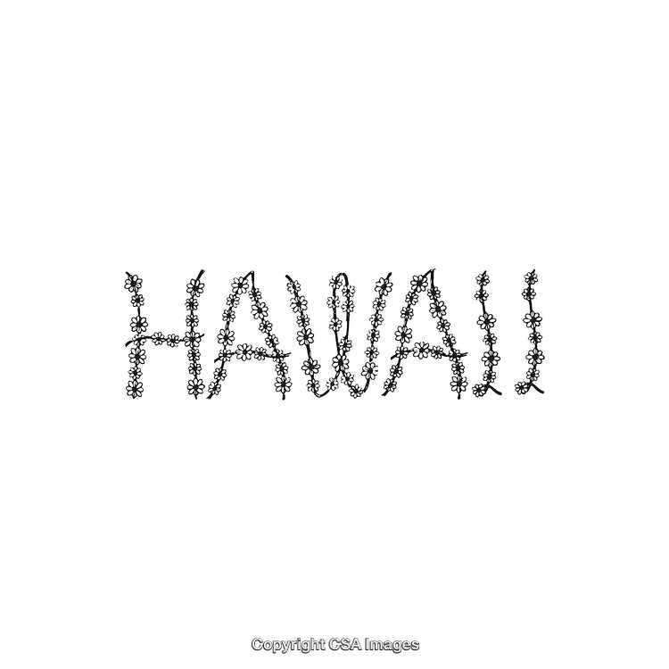 Hawaii Text Design With Floral Patterns Inside Letters on White Background