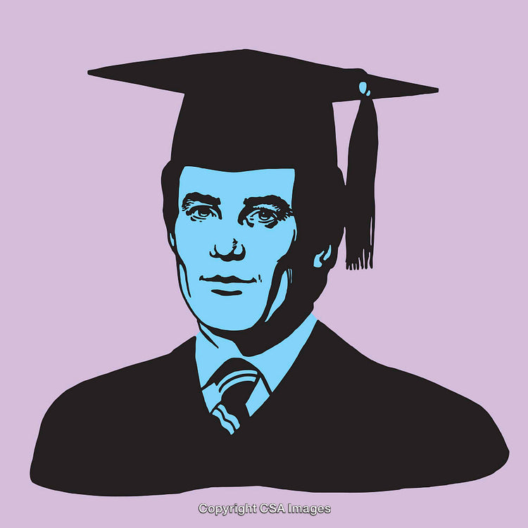 Illustration of a Graduate in Cap and Gown on Light Background