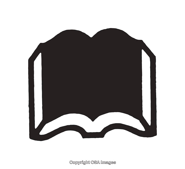 Minimalist Black and White Open Book Icon on White Background
