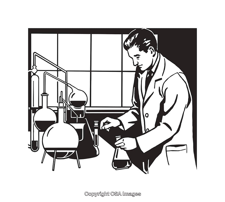 Chemist Conducting Experiments in Laboratory with Scientific Glassware