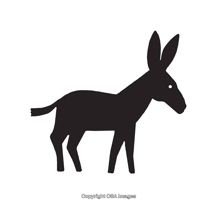 Silhouette of a Donkey in Black on a White Background