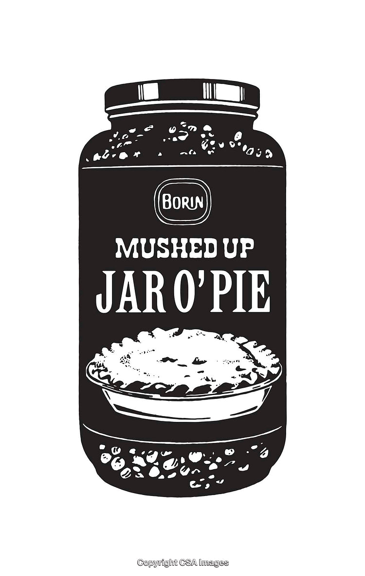 Black and White Line Art Illustration of Jar Containing Pie Filling