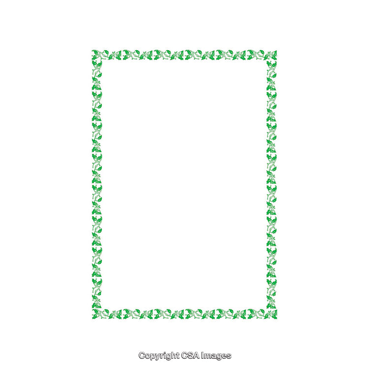 Decorative Green Leaf Border Design on White Background Illustration