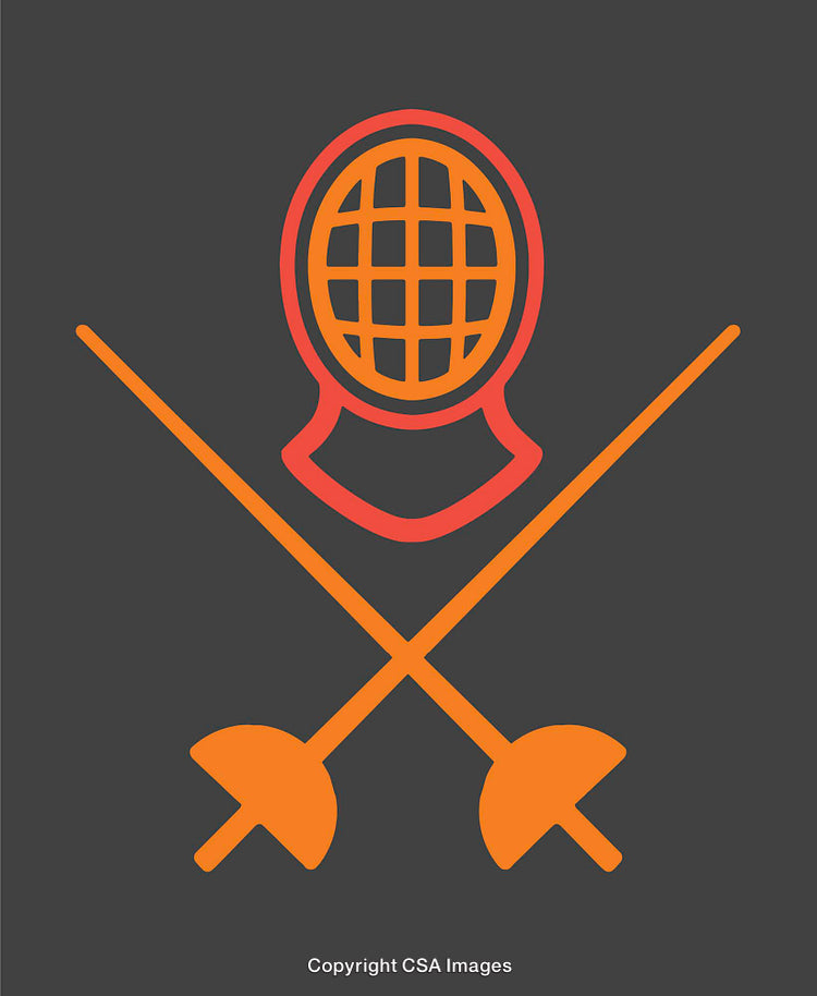 Fencing Equipment Vector Illustration Featuring Helmet and Crossed Swords