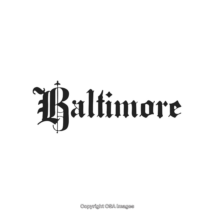 Elegant Black Lettering Featuring the Word Baltimore on White Background
