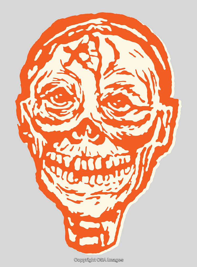 Abstract Orange Skull Illustration on Neutral Background