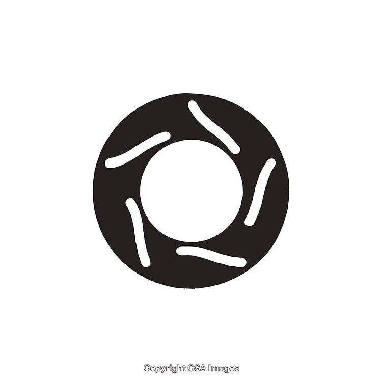 Minimalist Black and White Circular Shape with Decorative Lines