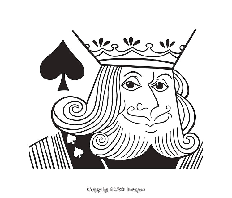 Black And White King Of Spades Line Art Illustration