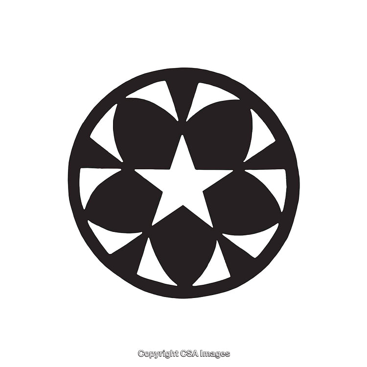Abstract Black and White Geometric Star Design With Circular Elements