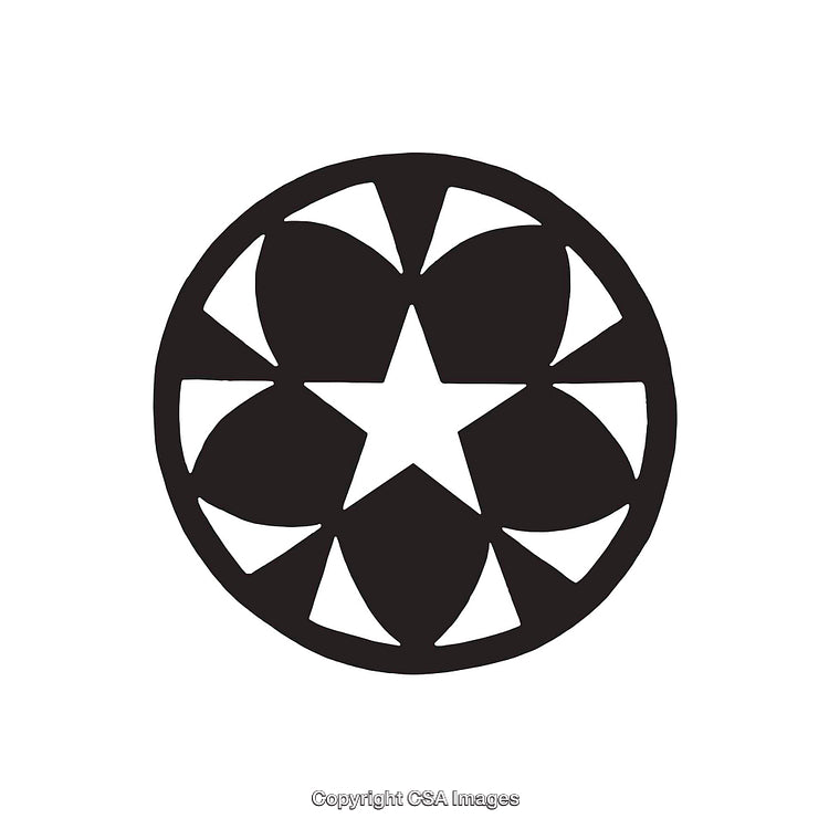 Abstract Black and White Geometric Star Design With Circular Elements