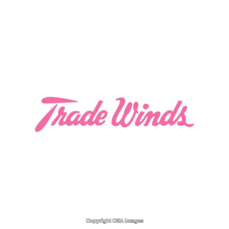 Pink Script Text Trade Winds on White Background Design