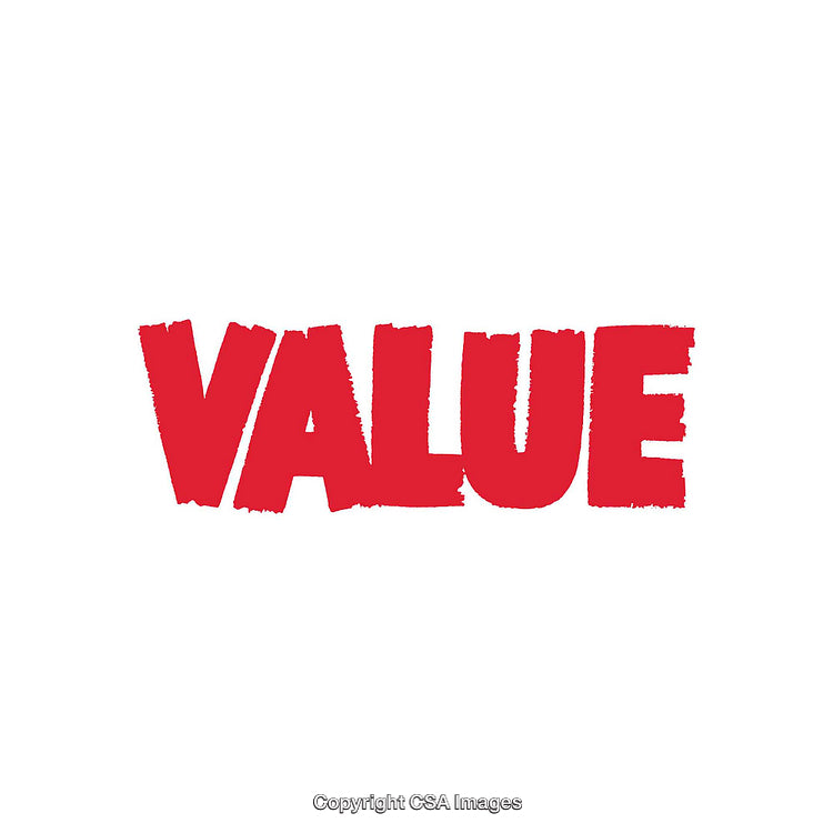 Red Brush-Stroke Style Bold 'Value' Text on White Background