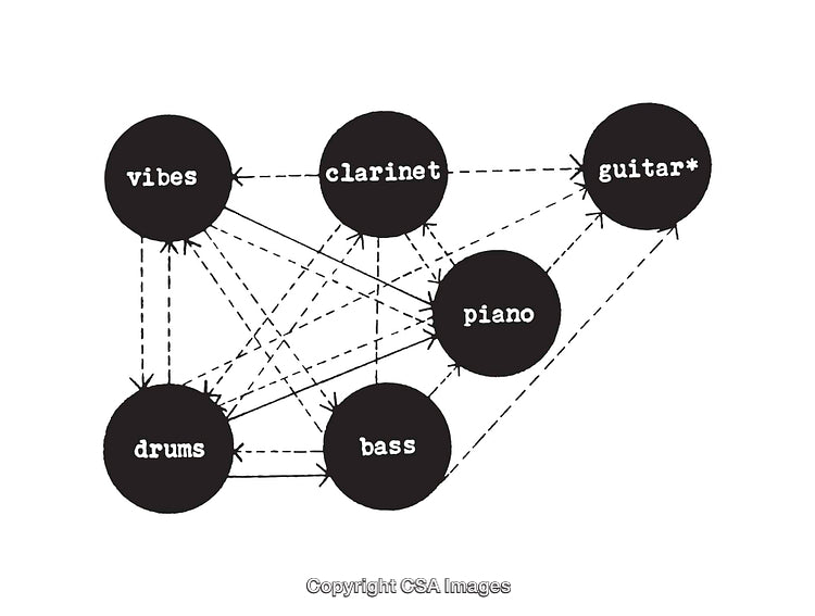 Black and White Diagram of Musical Instrument Connections