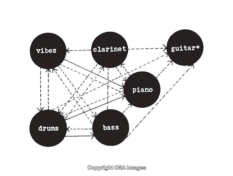 Black and White Diagram of Musical Instrument Connections