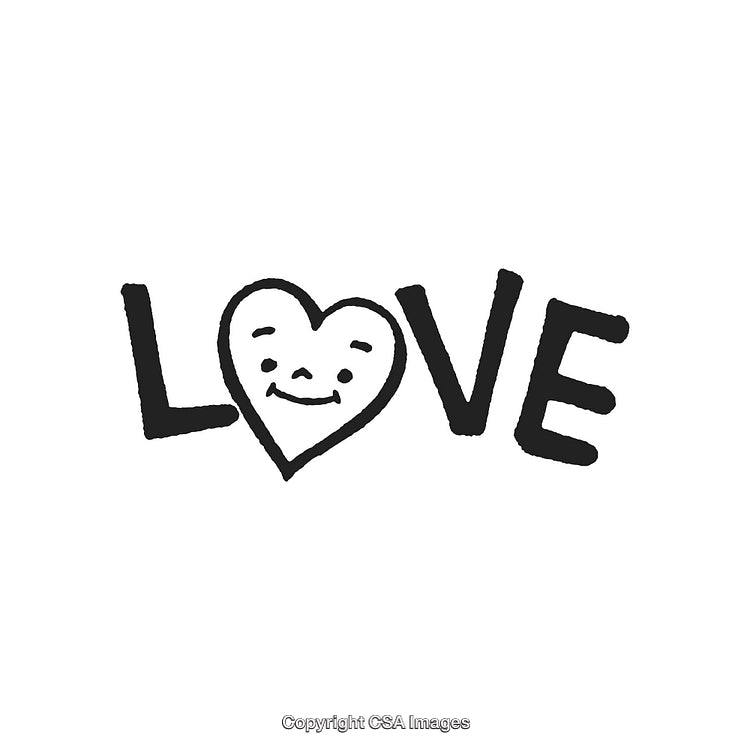 Minimalist Illustration of Love Text with Smiley Heart