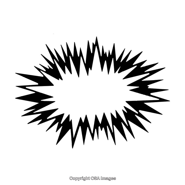 Black and White Starburst Shaped Border Illustration
