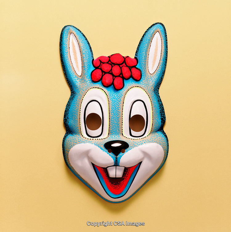 Colorful Cartoon Animal Mask on Yellow Background for Playful Theme Art