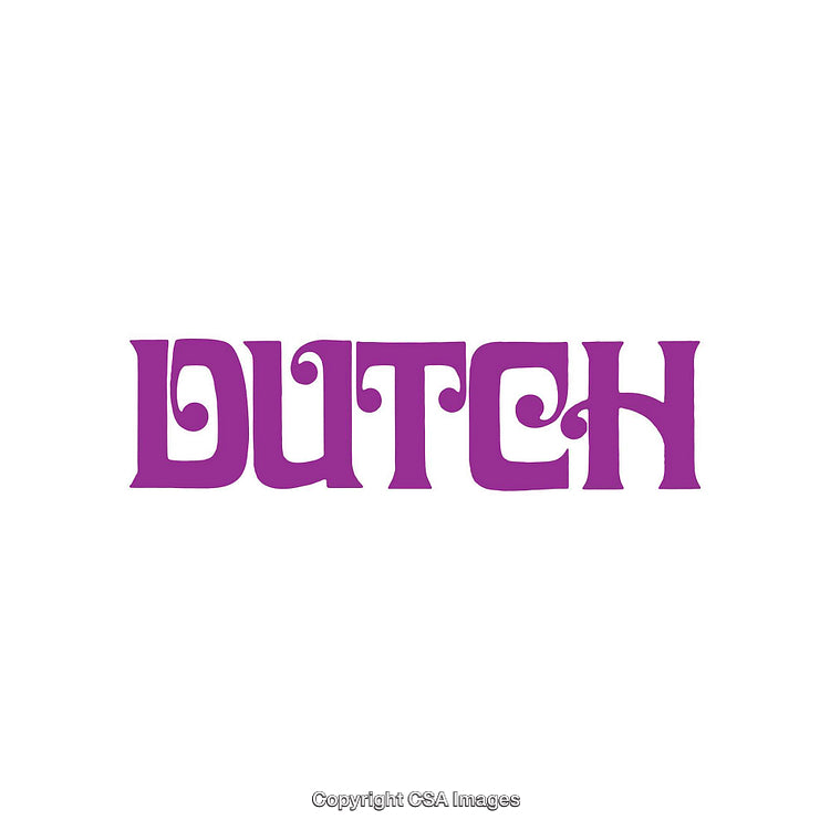 Stylized Purple Word 'Dutch' on a Clean White Background