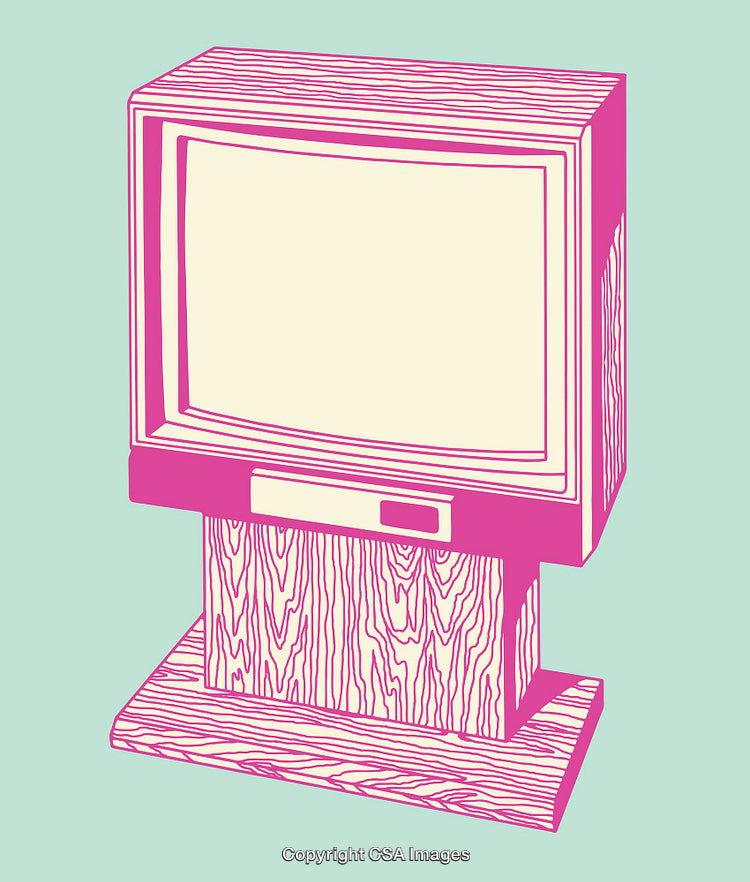 Retro Styled Television Illustration in Pink and Teal Tones for Modern Art