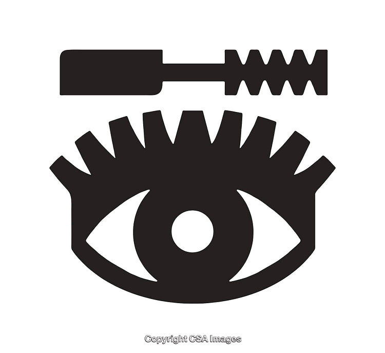 Stylized Icon of Mascara Applicator with Eyelash and Eye Outline