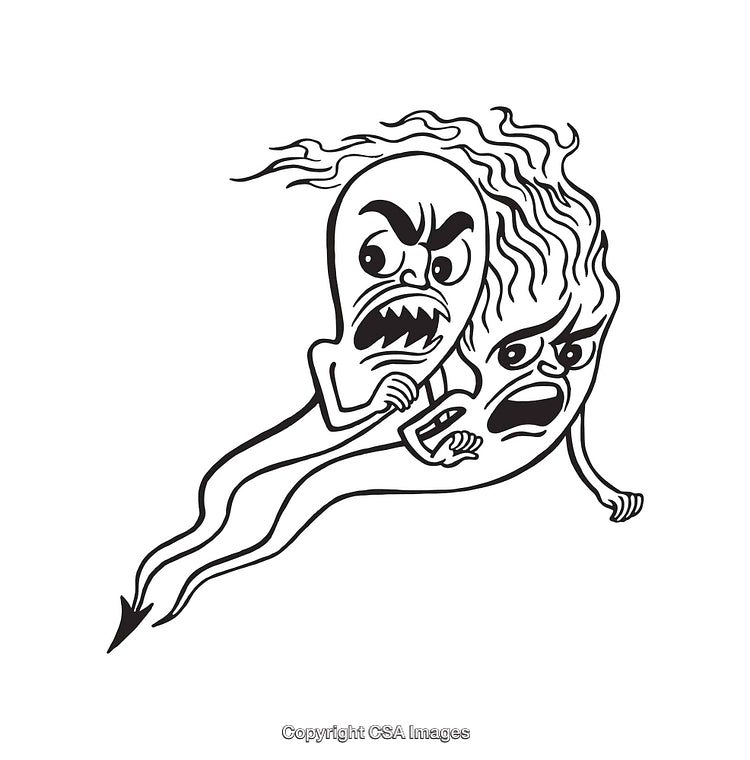 Two Angry Ghosts in Dynamic Line Art Illustration