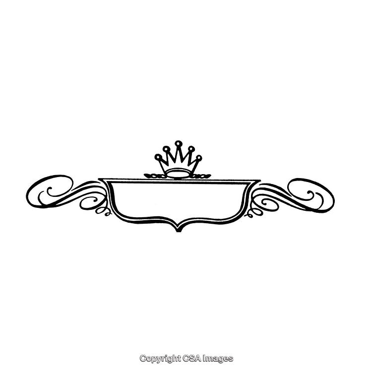 Elegant Monochrome Border Design with Crown and Curved Elements