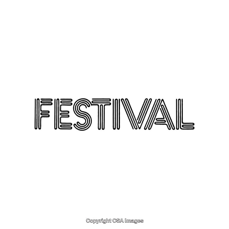 Modern Typography Design Featuring the Word 'Festival' in Bold Outline Style