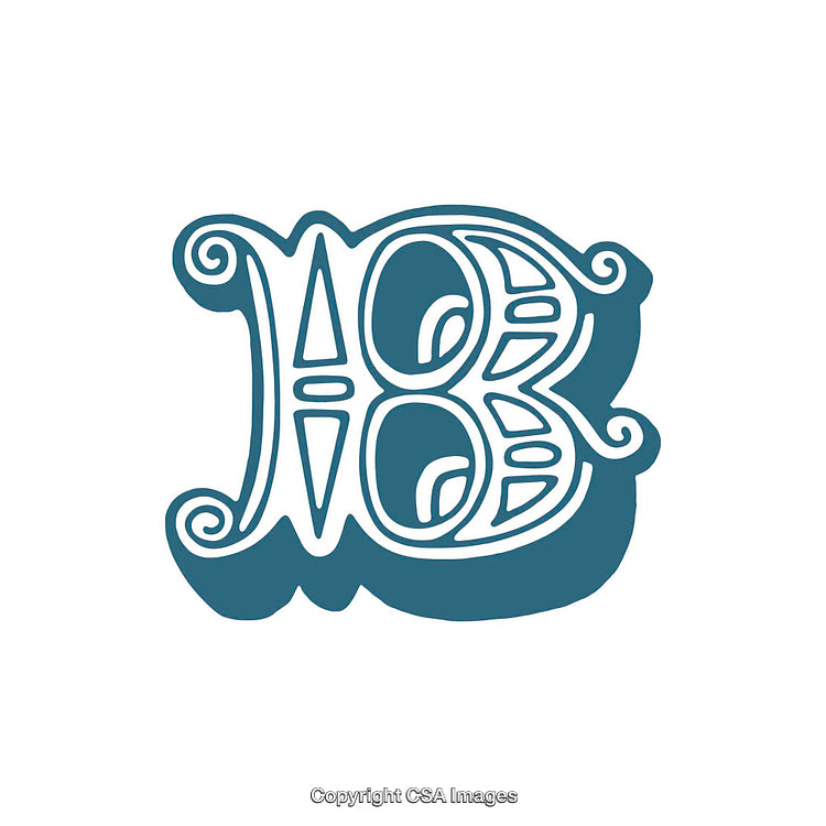 Ornate Blue Letter B With Decorative Swirl Design Elements
