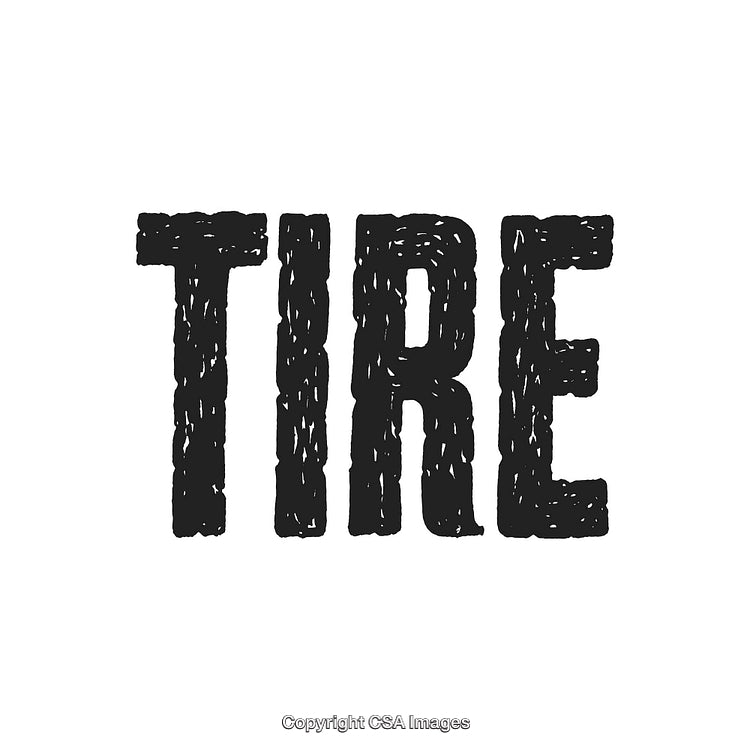 Bold Textured Typography Display of the Word 'Tire' on White Background