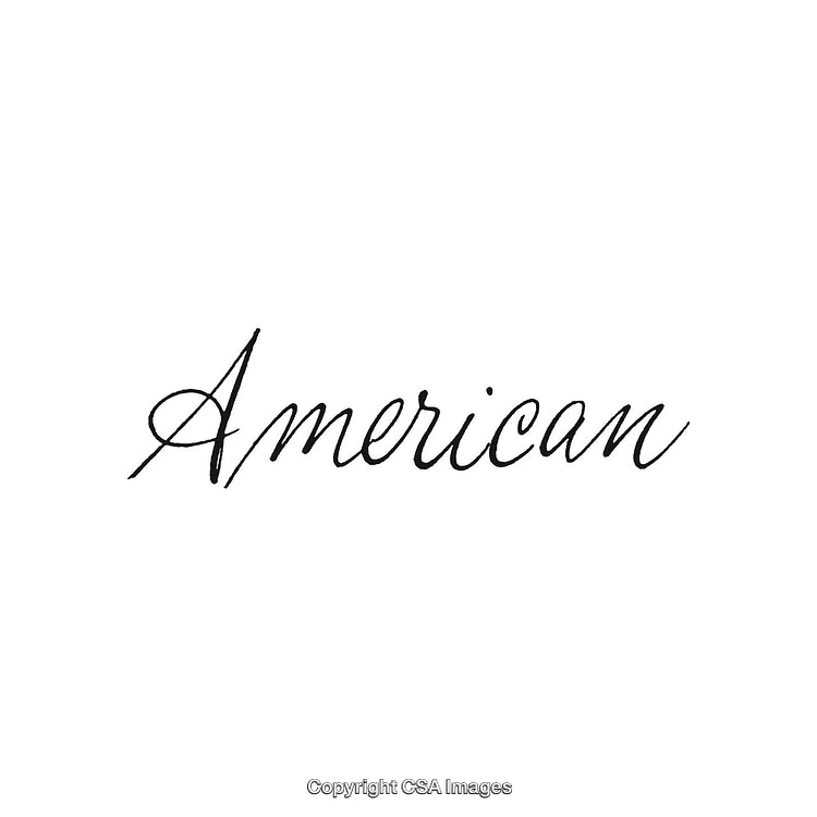 Elegant Black Script Typography Depicting the Word American on White Background