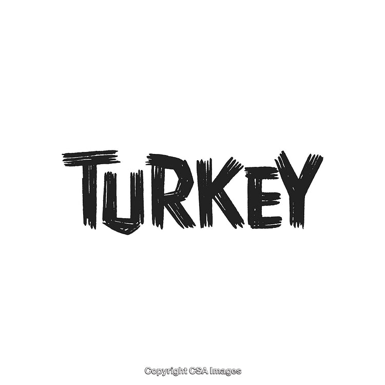 Hand-Drawn Turkey Text in Bold Artistic Brushstroke Style