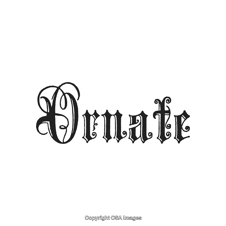 Ornate Gothic Typography Featuring Elaborate Lettering on a White Background