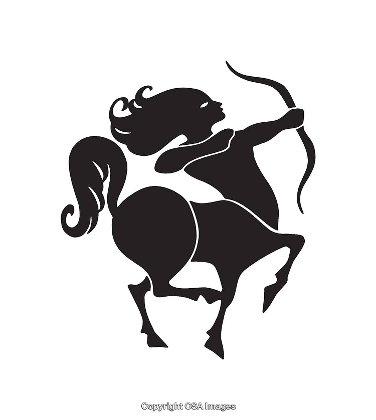 Silhouette of Centaur Archer Aiming Bow in Dynamic Pose