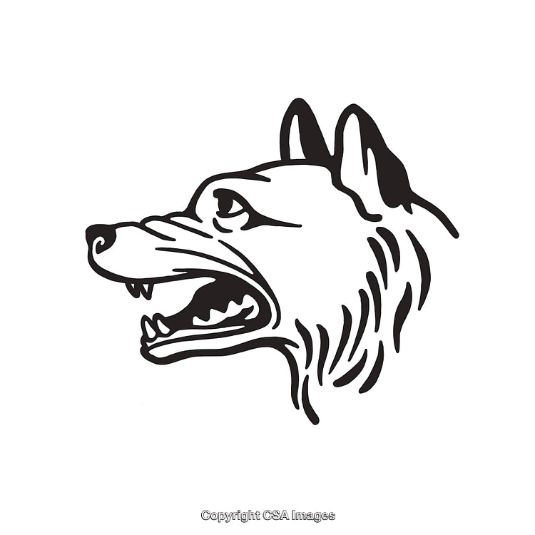 Intricate Black And White Line Art Illustration of a Wolf Profile