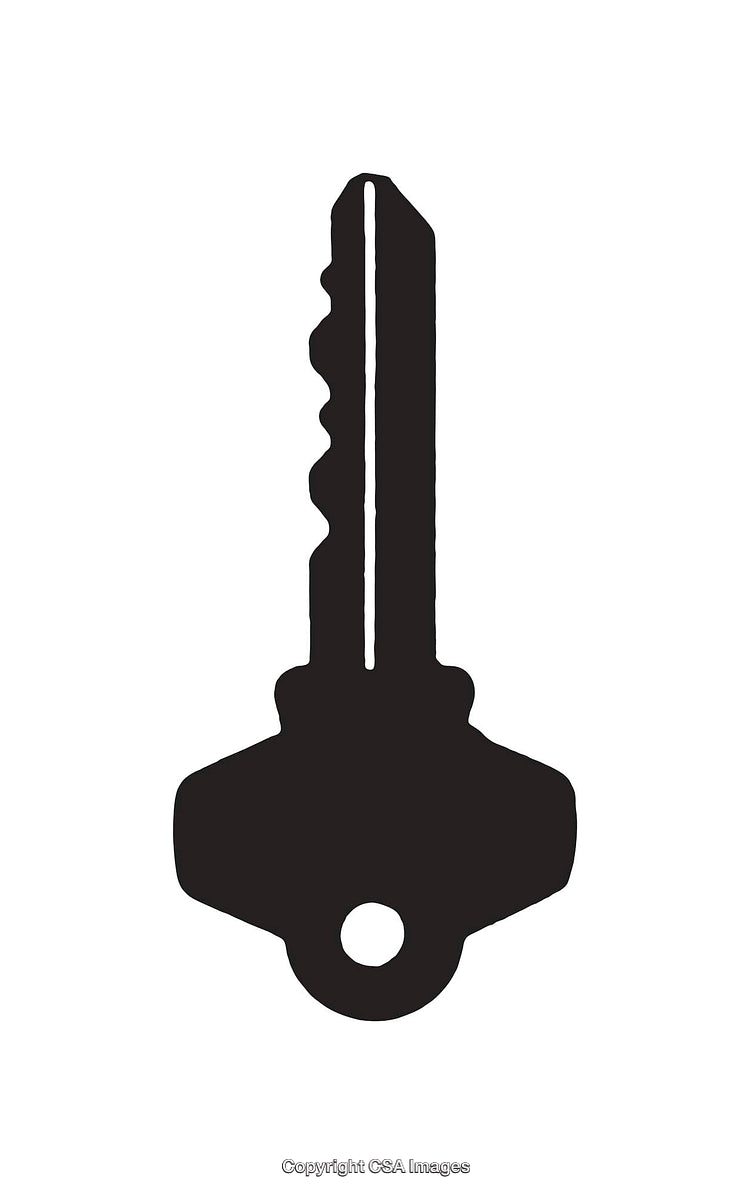 Black and White Silhouette of a Traditional Key Design