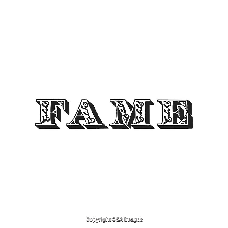 Elegant Typography Art of the Word Fame with Ornate Details