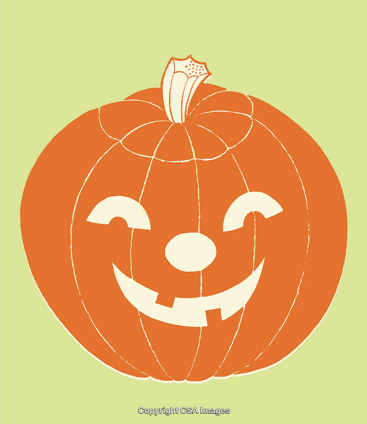 Colorful Line Art Illustration of a Halloween Pumpkin with a Smile
