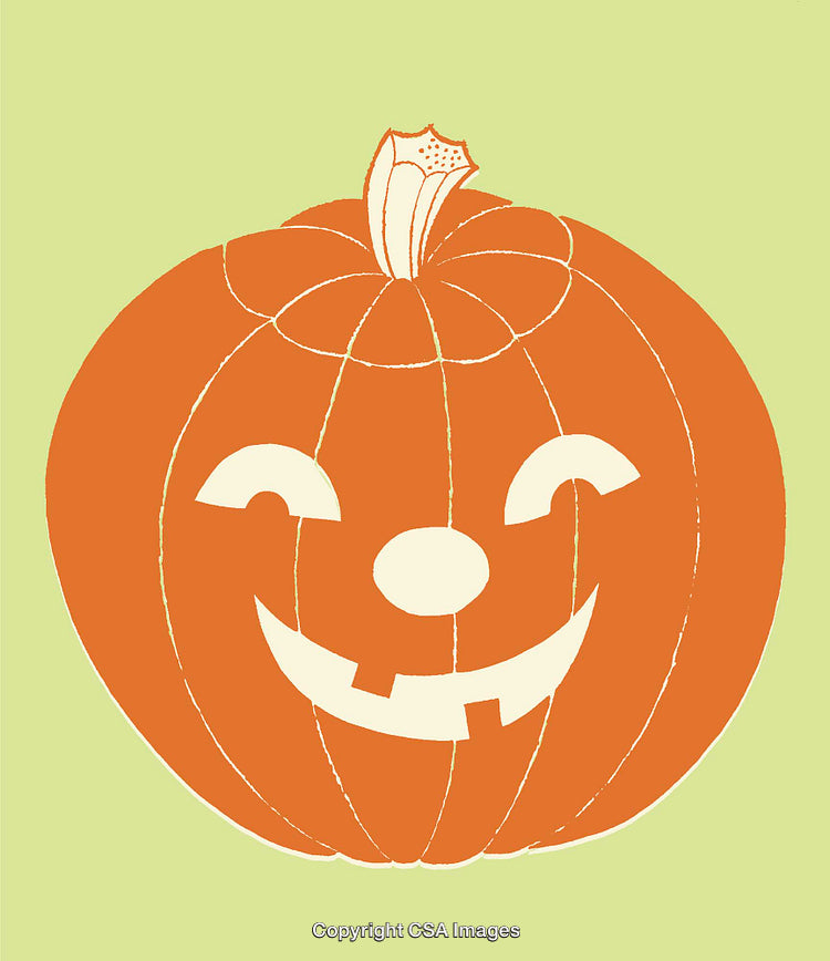 Colorful Line Art Illustration of a Halloween Pumpkin with a Smile
