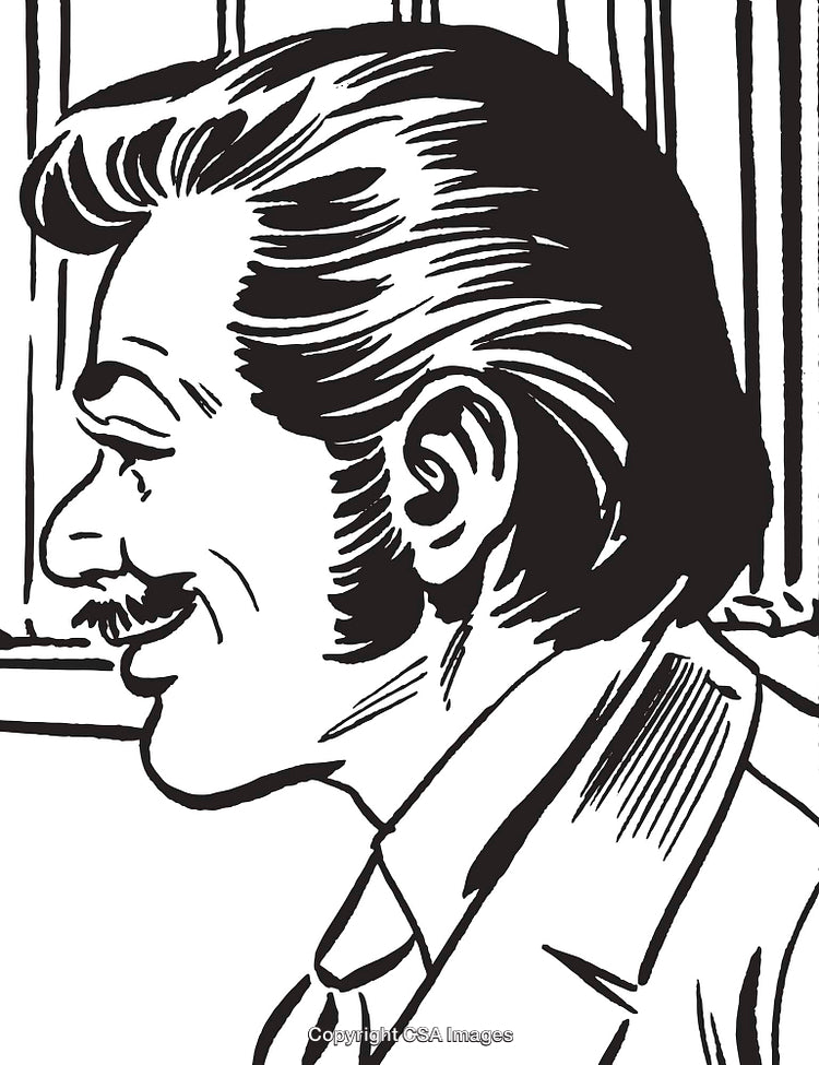 Vintage Illustration of a Man in Profile with Classic Hairstyle
