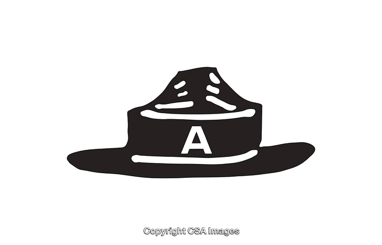 Classic Black and White Line Art of a Wide-Brimmed Hat