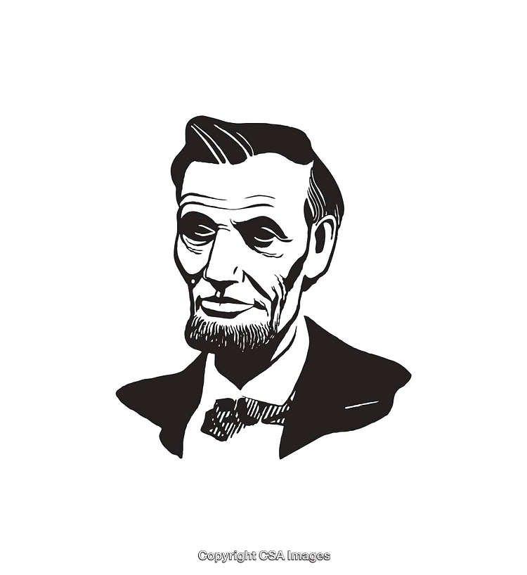 Black and White Line Art Portrait of a Historic Figure