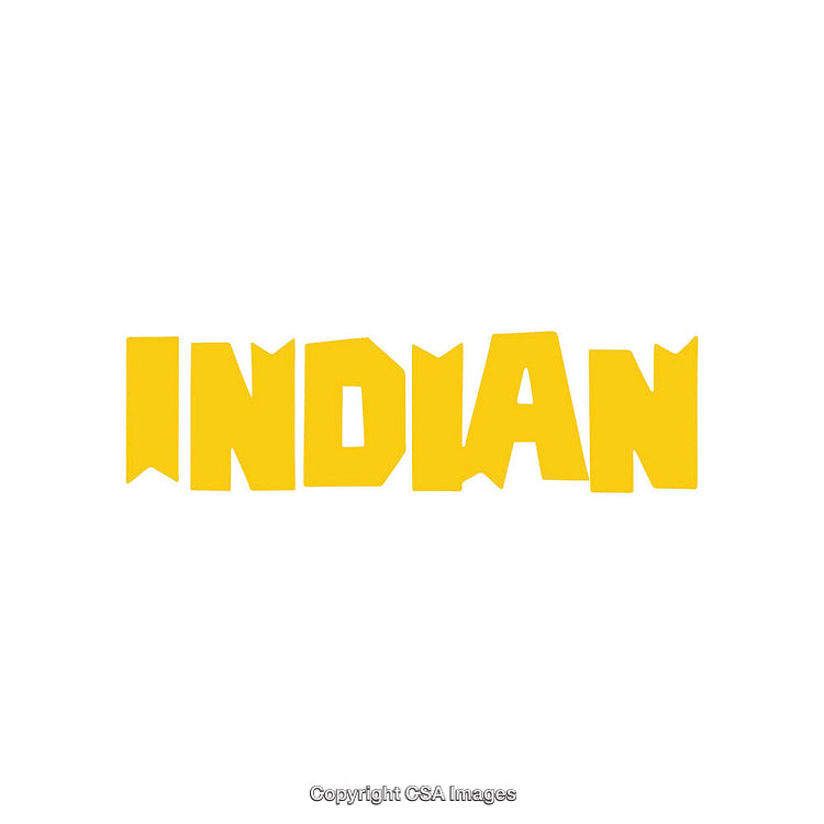 Bold Yellow Text Illustration Featuring the Word 'Indian' on White Background