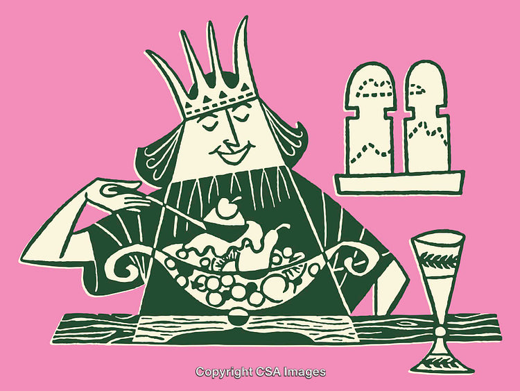 Colorful Line Art Illustration of Royalty Dining in Artistic Style