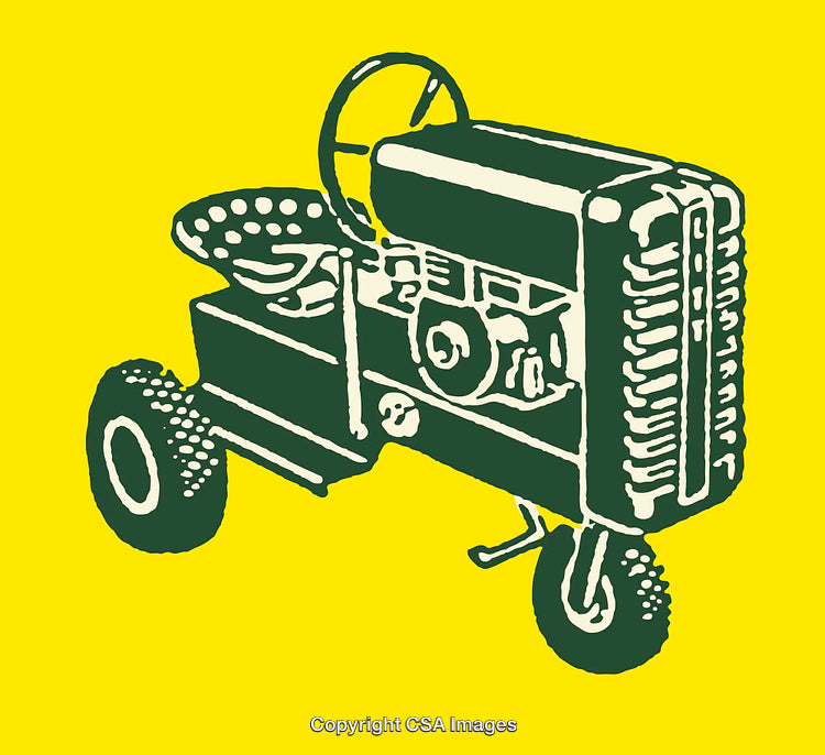 Vintage Green Tractor Artwork on a Bright Yellow Background