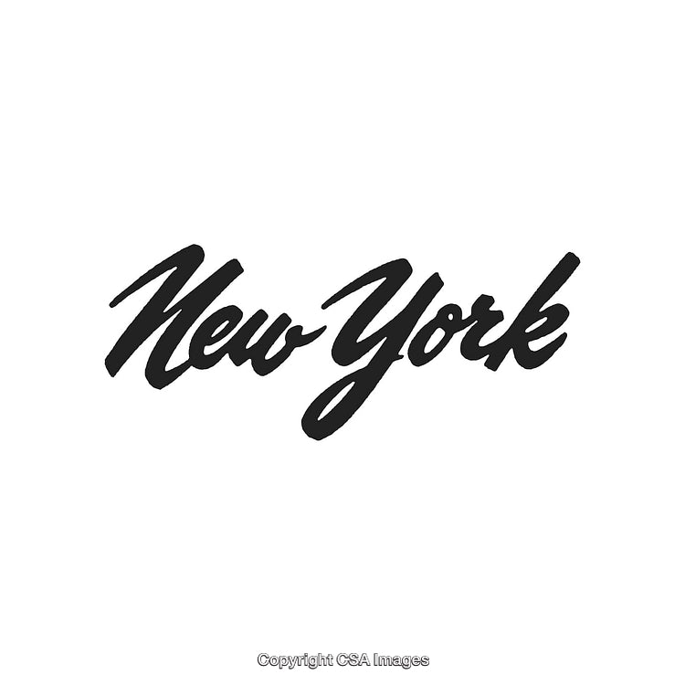 Stylized Script of New York in Bold Black Font on White Background