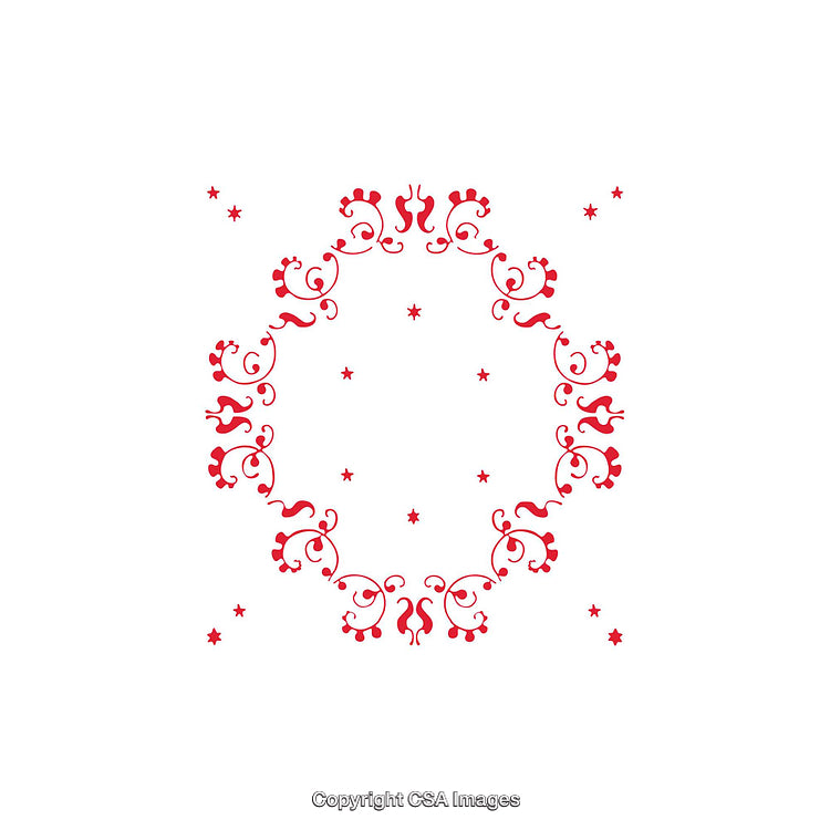 Decorative Red Ornament Pattern With Elegant Flourish Design on White Background