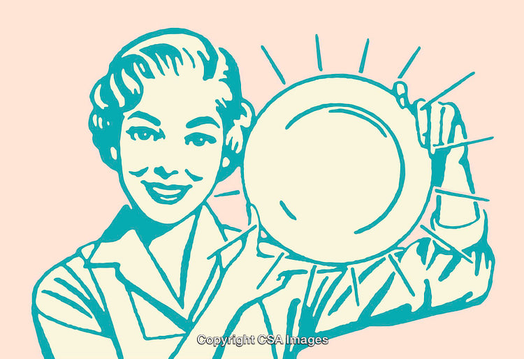 Retro Style Illustration of a Woman with a Clean Plate