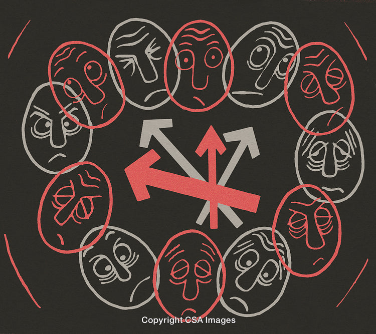 Abstract Faces and Arrows Depicting Emotions and Complex Choices in Bold Style